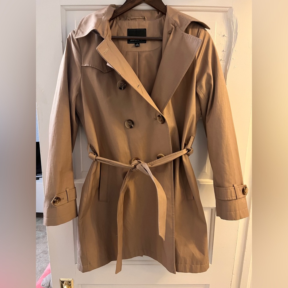 Sam Edelman Women's Tan Double-Breasted Trench Coat with Belt